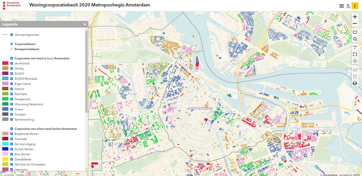 Woningcorporatiekaart Metropoolregio Amsterdam 2022