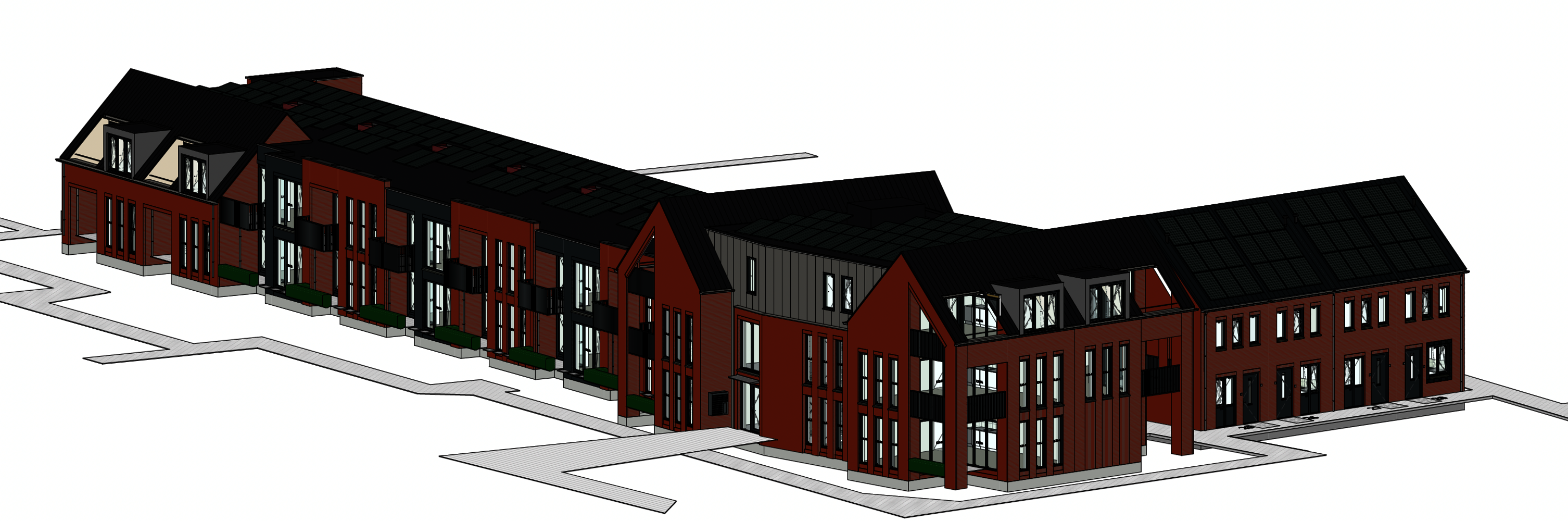 Op dit beeld is te zien hoe de nieuwe woningen in de Westerloostraat in Goedereede eruit komen te zien.
